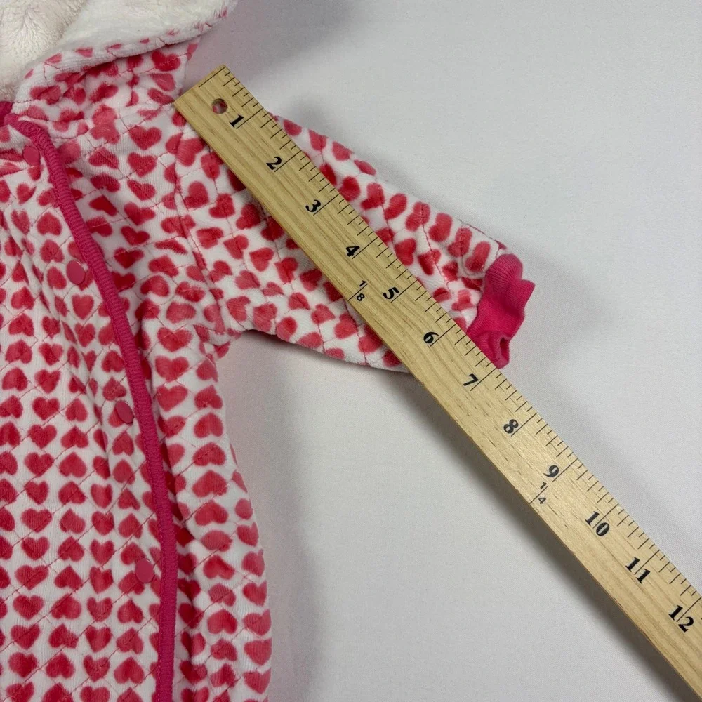 Nordstrom Baby Bunting Heart Print Hooded Bear Ears Quilted Winter Warm Newborn